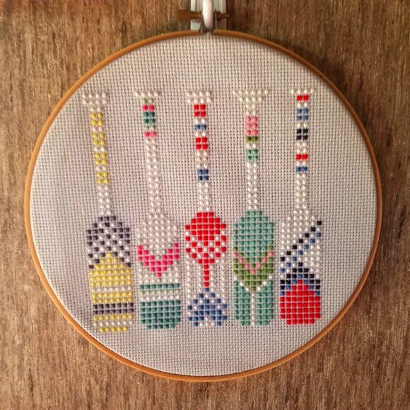 Cross Stitched Canoe Paddles, Oars - Picture 1 of 1